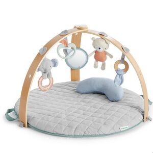 Ingenuity cozy spot reversible duvet activity gym with wooden toy bar - loamy